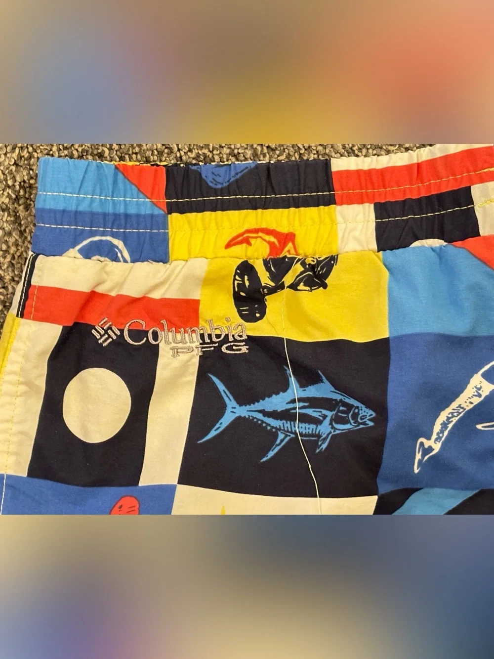 Columbia Colorblock Nautical Print Swim Shorts - Multicolor